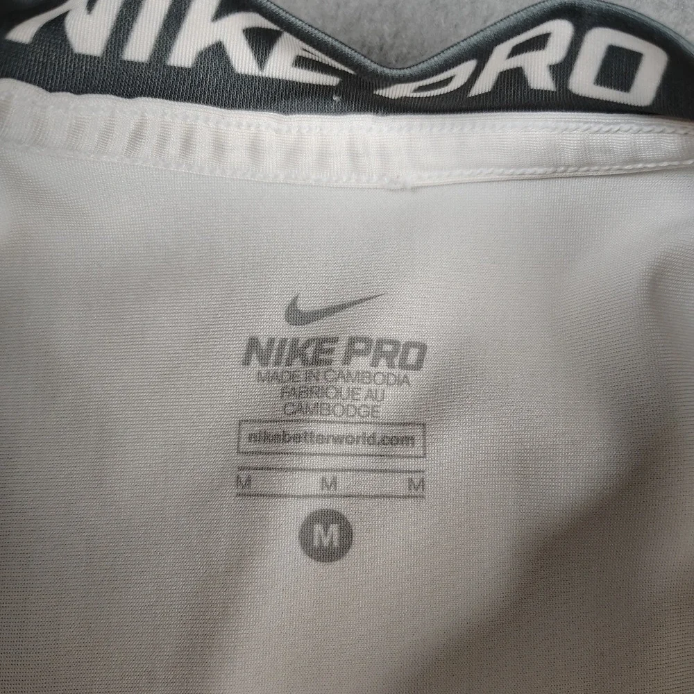 Nike White & Gray Compression Athletic Shirt with Mesh Panels